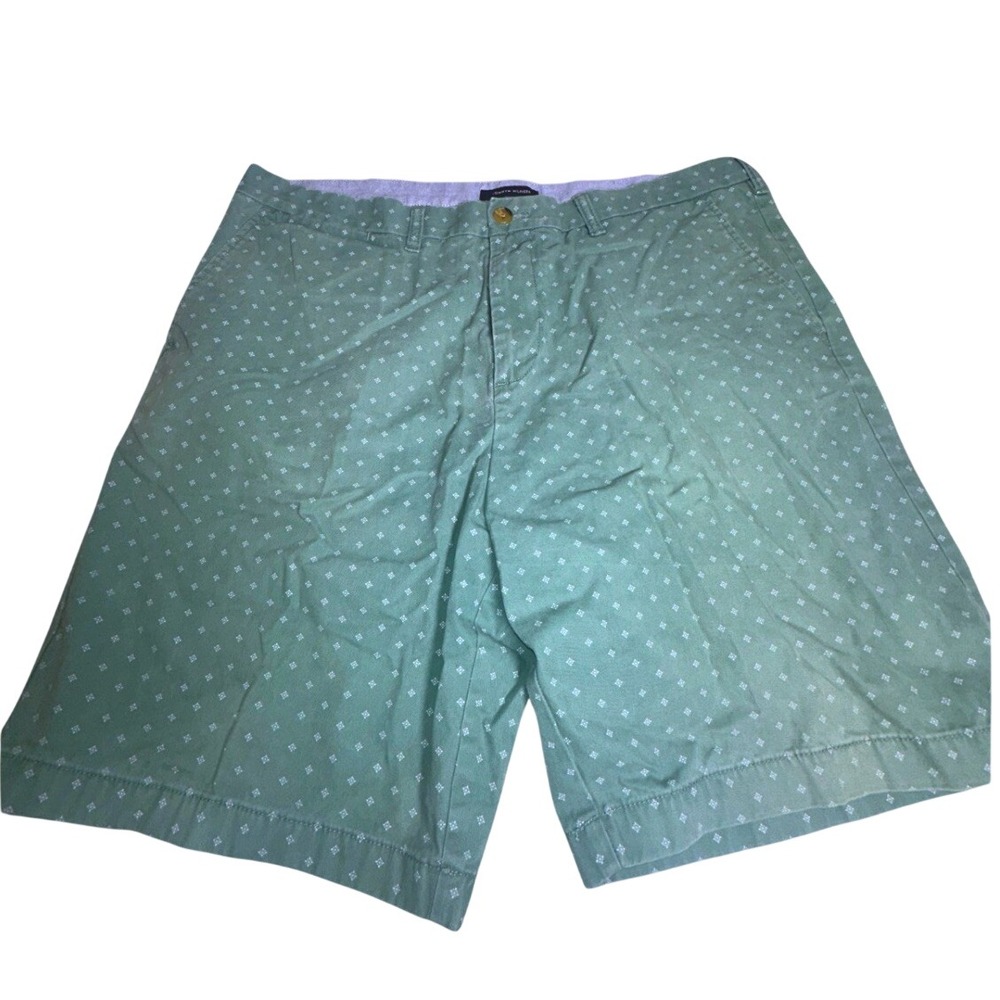 Tommy Hilfiger Mens Green Geometric Print Chino Shorts Size 40 Summer Preppy